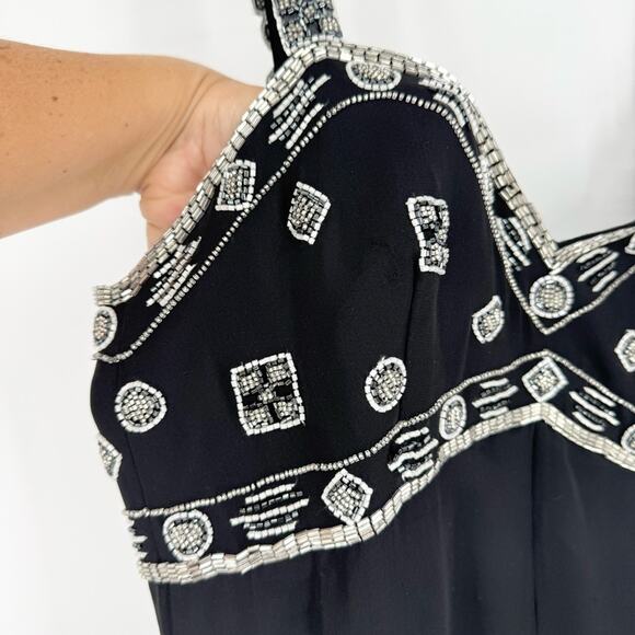 Vintage Y2K 90's Silk Whimsigoth Dark Romantic Hi-Lo Beaded Formal Dress Size 10 - Picture 4 of 10